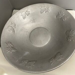 Vintage Aluminum Embossed Decorative Bowl. West Bend Grapes and Grape Leaves